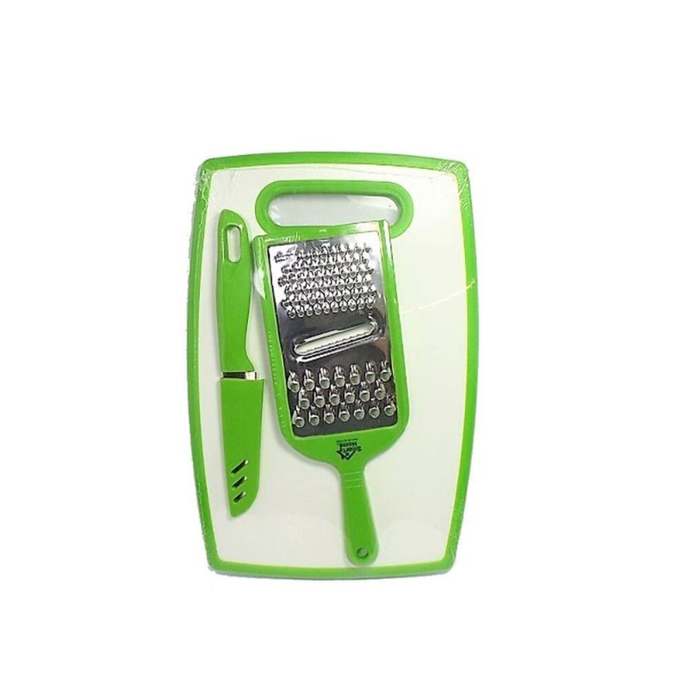 Smart Home 3 PC Kitchen Set - Cutting Board, Grater/Slicer and 8" Paring Knife